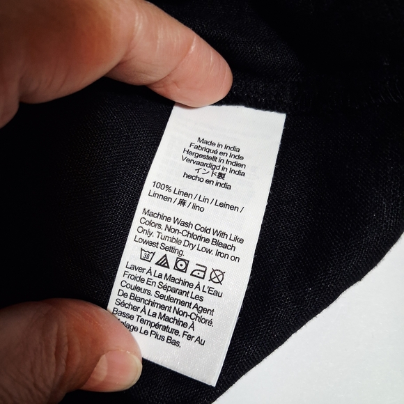 J. Crew 100% Linen NWT Black Ruffle Neck Blouse Sleeveless Button-back Size L - Picture 6 of 11